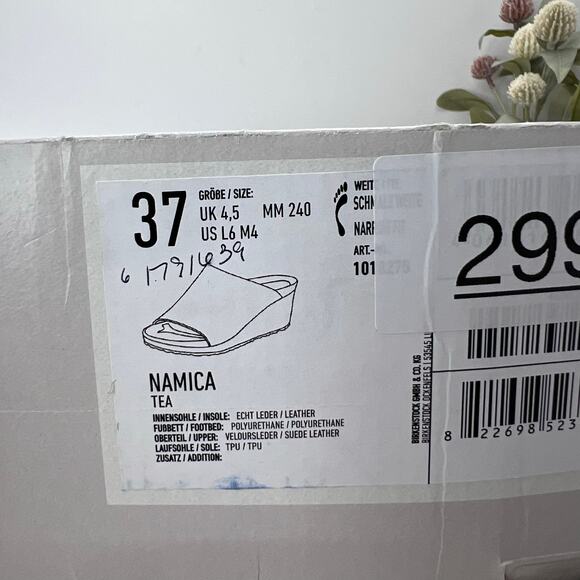 Papillio Birkenstock Namica Suede Leather Wedge Tea Narrow Fit Women 6 NWB - Picture 11 of 11